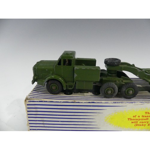 290 - Dinky Supertoys 660 Thornycroft Mighty Antar Tractor Tank Transporter, boxed, together with two 651 ... 