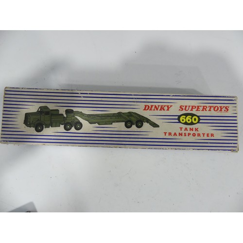 290 - Dinky Supertoys 660 Thornycroft Mighty Antar Tractor Tank Transporter, boxed, together with two 651 ... 