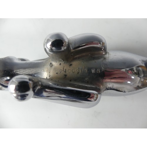 169 - A vintage chrome Jaguar car Mascot, the underside marked '7/10091/1 WBB', 19cm long, together with a... 