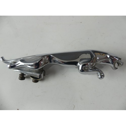 169 - A vintage chrome Jaguar car Mascot, the underside marked '7/10091/1 WBB', 19cm long, together with a... 