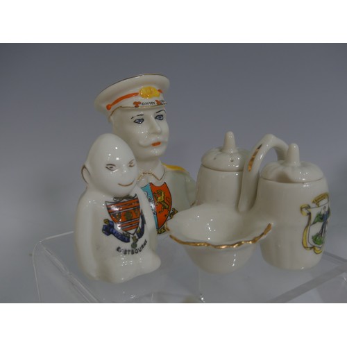 507 - A Carlton China Crested model of a WW1 Tank, with Hastings crest, together with a Carlton China Subm... 