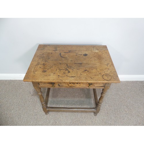 610 - An 18thC oak Side Table, with single frieze drawer, W 71cm x H 65cm x D 50cm