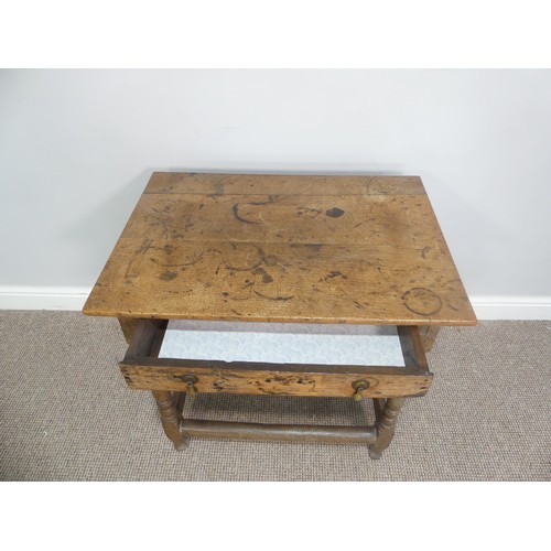 610 - An 18thC oak Side Table, with single frieze drawer, W 71cm x H 65cm x D 50cm