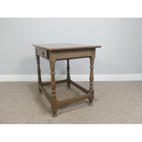 610 - An 18thC oak Side Table, with single frieze drawer, W 71cm x H 65cm x D 50cm