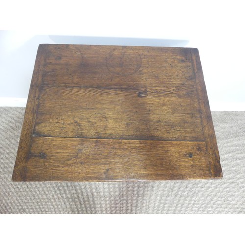 613 - A Georgian oak Side Table, with bobbin-turned stretchers, W 65cm x H 71cm x D 52cm.