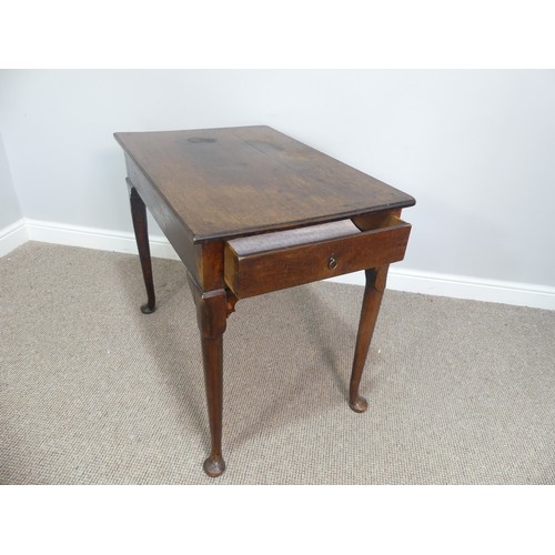 615 - A Georgian oak Side Table, the rectangular top above two drawers to the front and a further drawer t... 