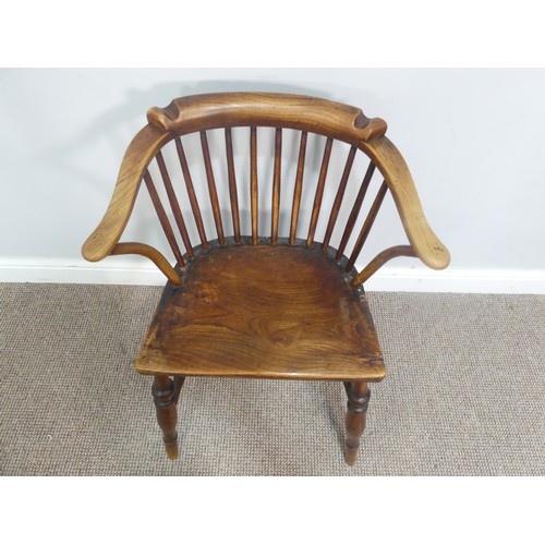 618 - An antique low-back Windsor chair, W48cm x H 75cm x D 48.5cm, back loose.