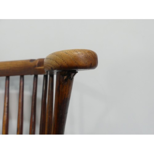 618 - An antique low-back Windsor chair, W48cm x H 75cm x D 48.5cm, back loose.