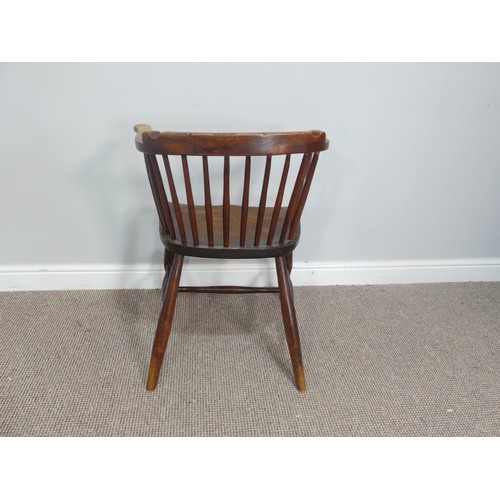 618 - An antique low-back Windsor chair, W48cm x H 75cm x D 48.5cm, back loose.