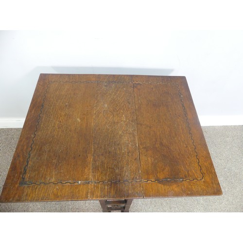 627 - An Arts and Crafts copper-topped Side Table, with floral motif, raised on square legs, W 46cm x D 28... 