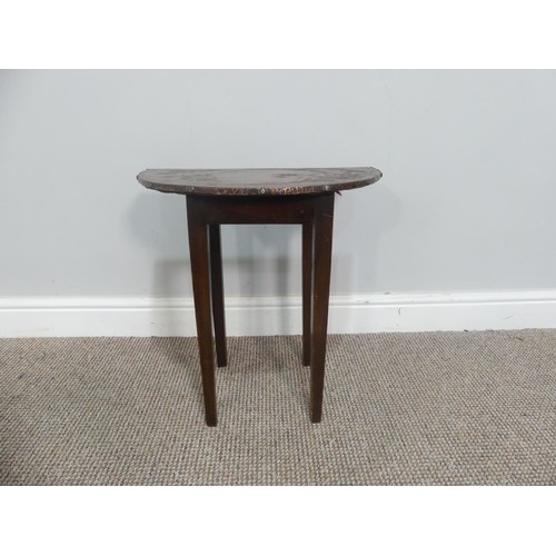 627 - An Arts and Crafts copper-topped Side Table, with floral motif, raised on square legs, W 46cm x D 28... 