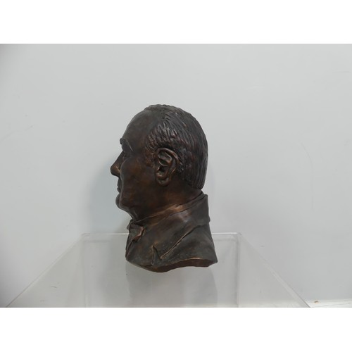 632 - A bronzed terracotta bust of Winston Churchill, head and shoulders, H: 35.5cm x W: 35.5cm.... 