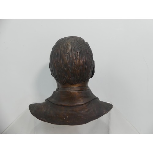 632 - A bronzed terracotta bust of Winston Churchill, head and shoulders, H: 35.5cm x W: 35.5cm.... 