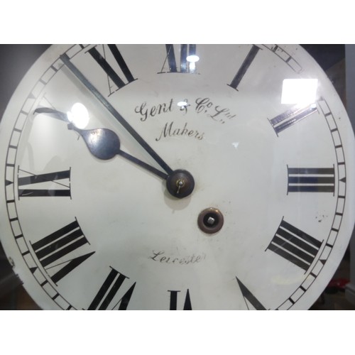 550 - A Gent & Co. Ltd. (Leicester), electric watchman's or 'telltale' clock, single cylinder, mahogan... 