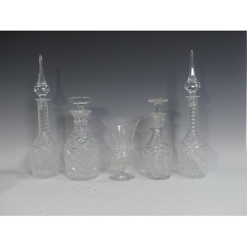 532 - A quantity of cut glass and crystal Decanters, to include a pair with cut cross decoration to body a... 