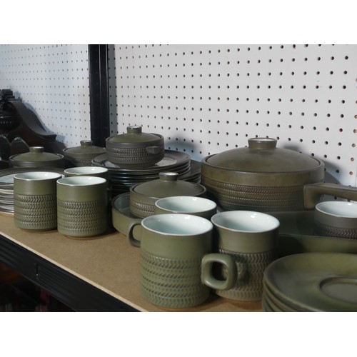 540 - A Denby Stoneware part Dinner Service, comprising four lidded Soup Bowls, three Jugs (one chipped), ... 