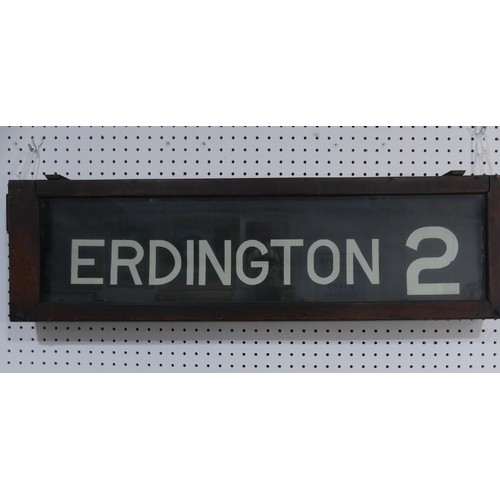 171 - An early 20thC 'Erdington' tram destination sign, glass and wooden cased for the West Midlands tram ... 