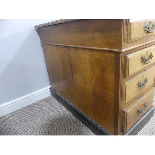 639 - An Edwardian oak twin Pedestal Desk, the tooled leather top above three frieze drawers with three fu... 