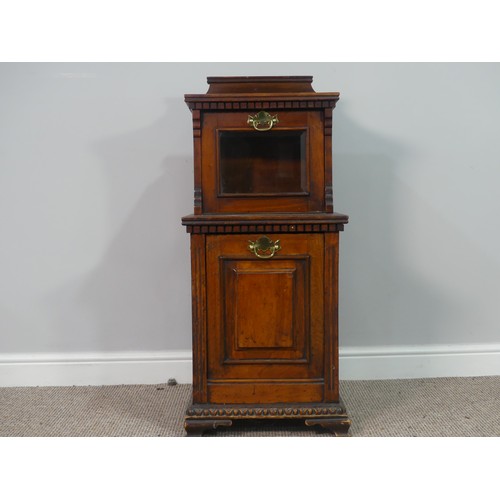 643 - An Edwardian mahogany Purdonium/ Coal Scuttle, with gallery back and castellated frieze, the bottom ... 