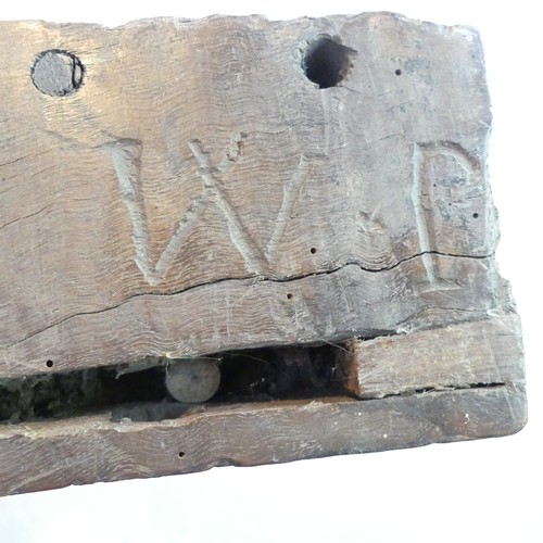 657 - A Georgian oak Refectory Table, the rectangular top above stile feet joined by a stretcher, stretche... 