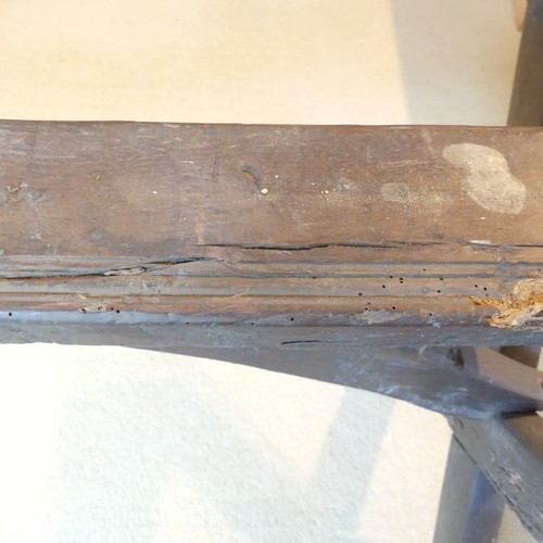 657 - A Georgian oak Refectory Table, the rectangular top above stile feet joined by a stretcher, stretche... 