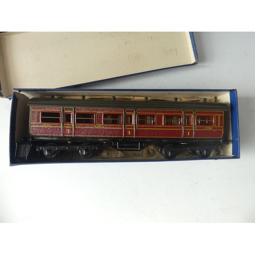 280 - Bing for Bassett-Lowke, a No.64/0 LMS 1st Class Corridor Coach, 2784, red with yellow lining, boxed.... 