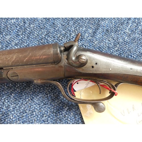 400 - A deactivated 12 Bore Double Barrel shot gun c.1870, stamped on plate V&R Blakemore London, Dama... 