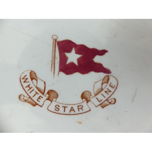 362 - White Star Line; A Lusol Ware crescent shaped Vegetable Dish, with crest to centre, the reverse mark... 