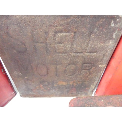 154 - Four vintage petrol cans, including two BP cans marked SM & BP Ltd, a Shell Motor Spirit can and... 