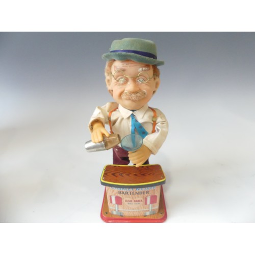 181 - A Vintage Charley Weaver Bartender, in original box, battery powered toy by Rosko Toys Japan, togeth... 