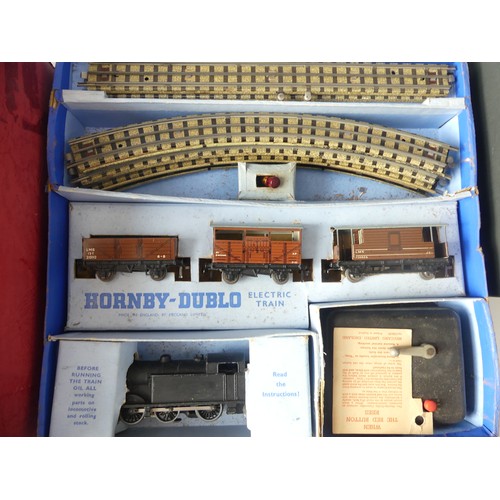 285 - Hornby Dublo EDG7 0-6-2 Tank Goods Train Set, boxed, and an EDL18 Standard 2-6-4 Tank Locomotive, BR... 