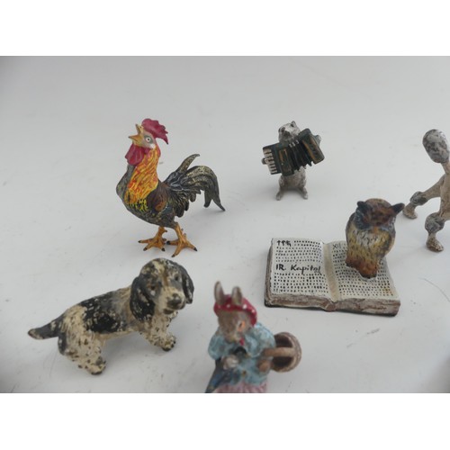 569 - Austrian cold painted bronze Birds and Animals, a collection of twenty small models, including Poodl... 