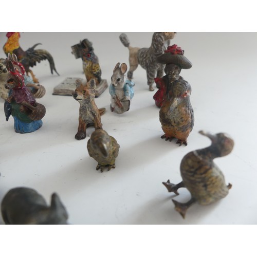 569 - Austrian cold painted bronze Birds and Animals, a collection of twenty small models, including Poodl... 