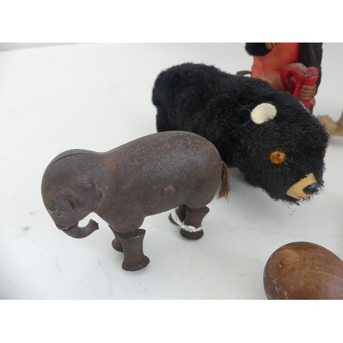 238 - Four small Steiff toy animals, including Hedgehog, Lion, Elephant and Leopard, together with six var... 