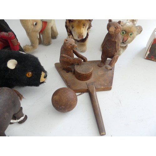 238 - Four small Steiff toy animals, including Hedgehog, Lion, Elephant and Leopard, together with six var... 