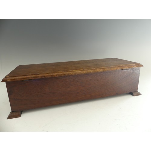 637 - An Edwardian oak cased six aire Music Box, for restoration, movement stamped 53764, W 46cm x D 20cm ... 