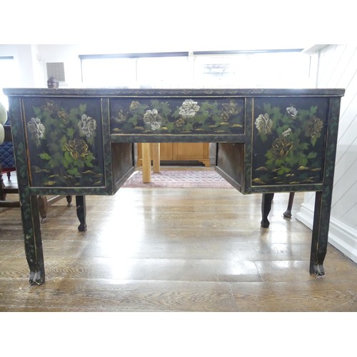 660 - An Aesthetic Movement Chinoiserie Desk, with five drawers, raised on square legs, W 122cm x D 66cm x... 