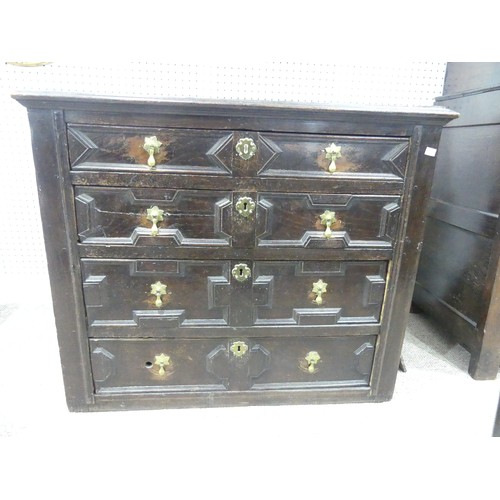 661 - A Carolean style oak Chest of Drawers, W 96cm x D 66cm x H 81cm.