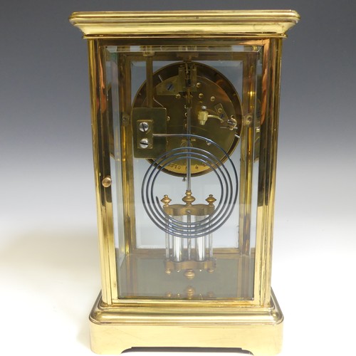 548 - A French git brass Four Glass Mantle Clock, by Japy Freres & C’ie, No. 1310, the white enamel di... 