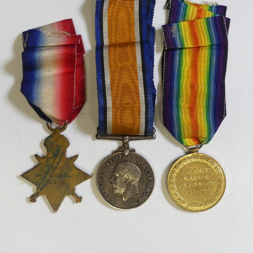 431 - A W.W.1. Star trio of Medals, to 814 Cpl. W. Evers. M.M.G.S.-R.A., the 1914-15 Star inscribed to 814... 