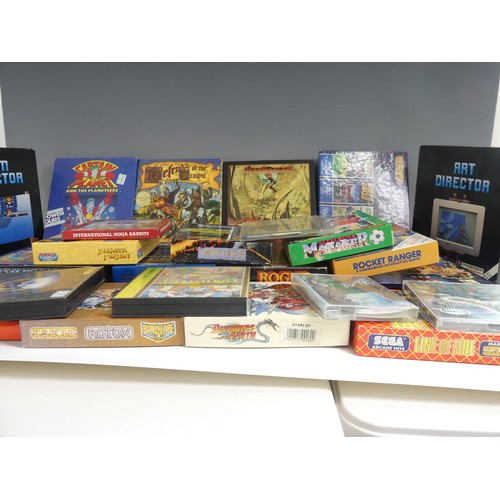 355 - 27 boxed vintage Atari ST computer games, including Monkey Island, Line of Fire, Gauntlet, Captain B... 