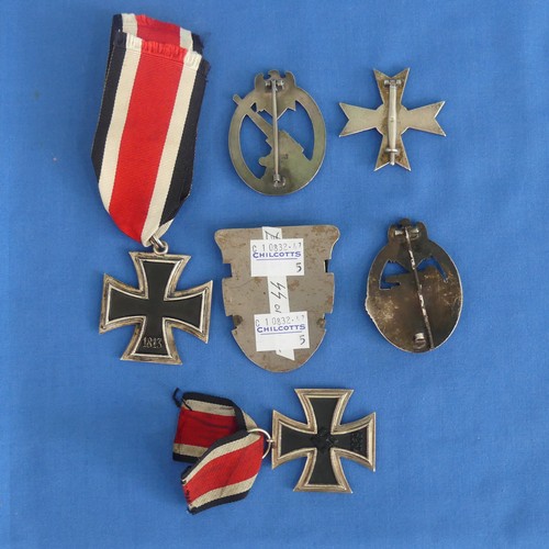 429 - A collection of six WW2 period German Badges/Crosses, including an Anti-Aircraft Artillery Flak badg... 