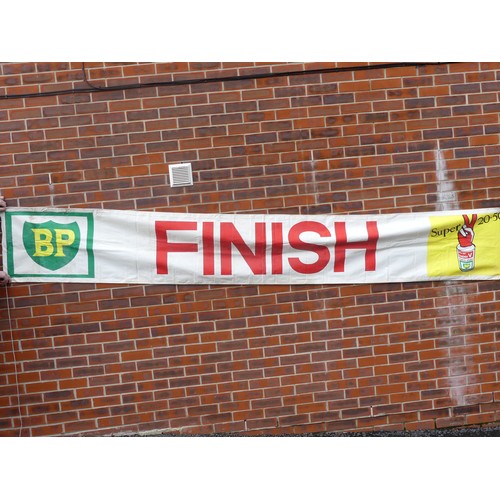 315 - A collection of BP flags and banners, including a BP Race 