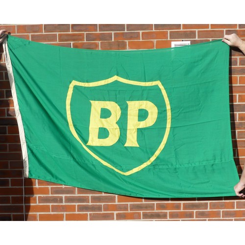 315 - A collection of BP flags and banners, including a BP Race 