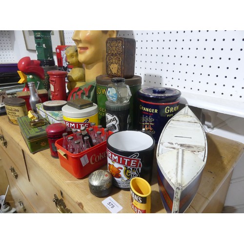 330 - A Collection of vintage advertising tins and memorabilia, including Cadburys, Granger rough cut, Clo... 