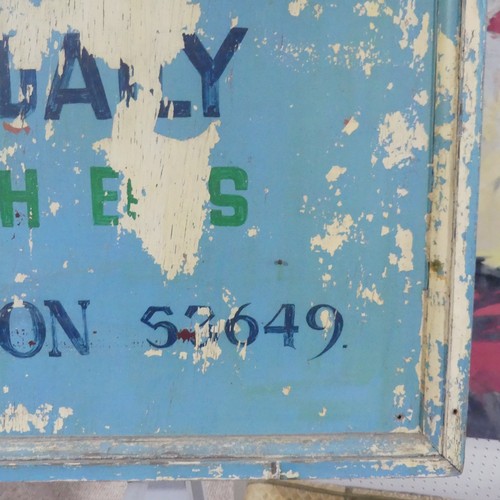 302A - Lynton Dairy: a vintage painted wood advertising sign for Lynton Dairy Fresh Clotted Cream, in poor ... 