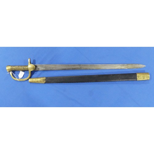 415 - A 19thC Bayonet Sword, stamped 173 and marked OSBOURNE on blade, with leather and brass Scabbard.... 