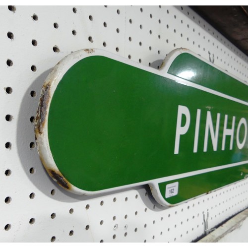 162 - Railwayana; A British Railways Southern Region Totem Station Sign for 'Pinhoe', green & white en... 