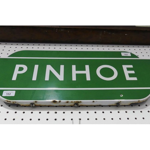 162 - Railwayana; A British Railways Southern Region Totem Station Sign for 'Pinhoe', green & white en... 