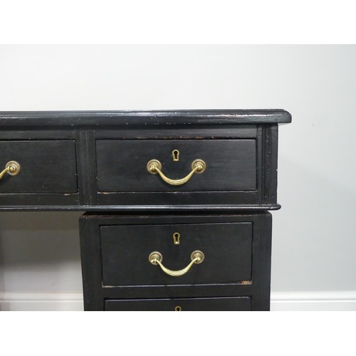 278 - An Edwardian pine twin Pedestal Desk, with red tooled leather top, with three frieze drawers below a... 